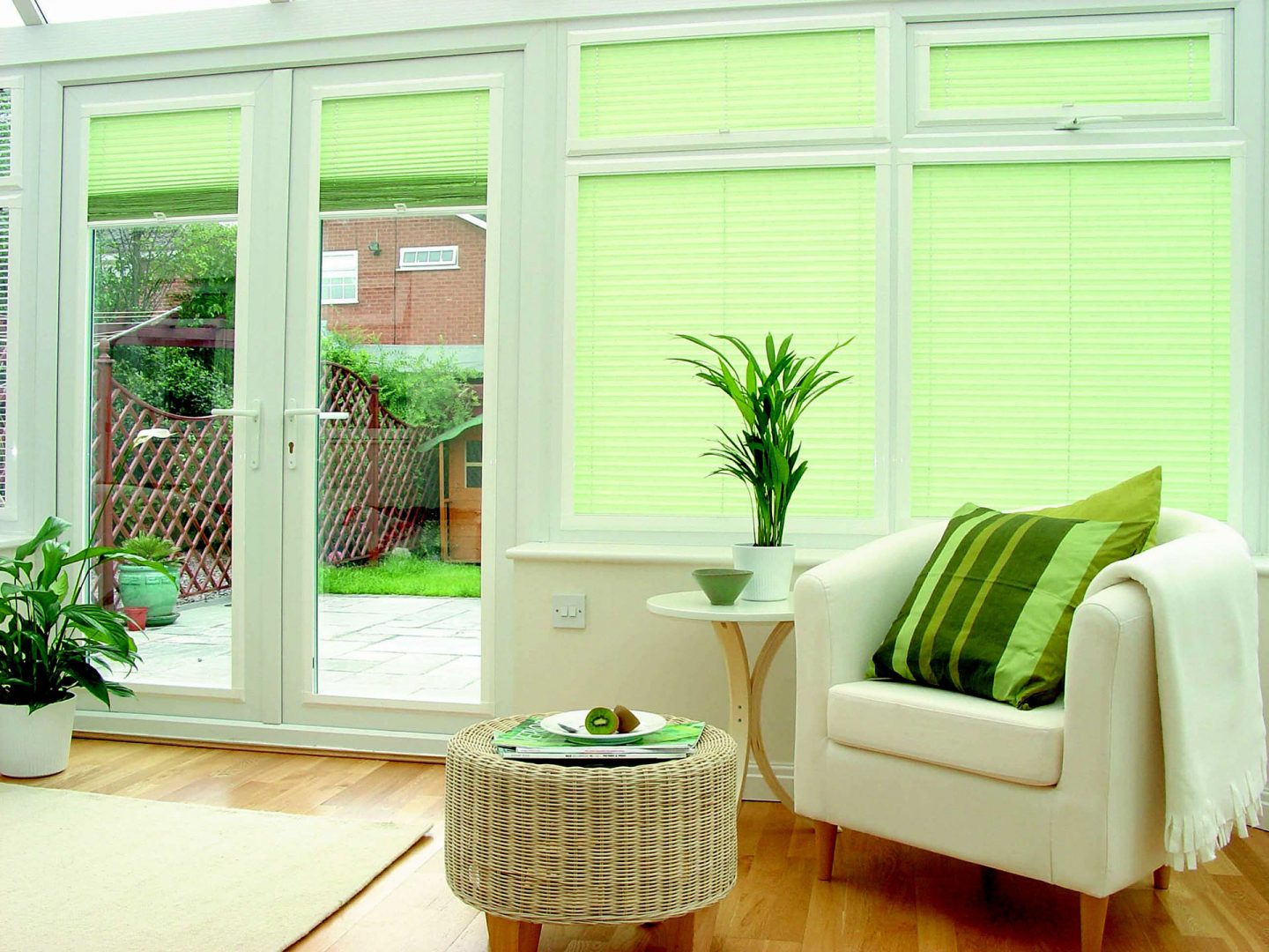 Estores verdes para el salón