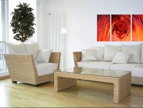 Mesa de centro de mimbre