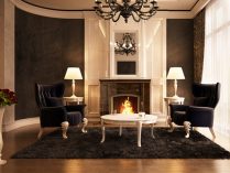 Salón acogedor de estilo clásico 